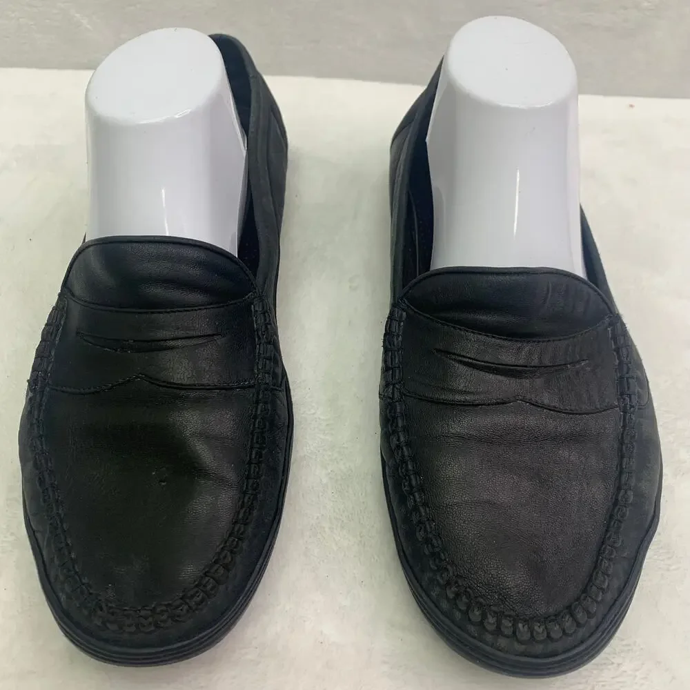 Bragano Mens 8.5 Loafers Black Leather Shoes Made In Italy Comfort Dress Penny